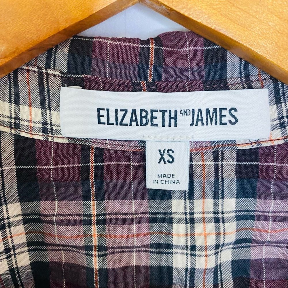 ELIZABETH & JAMES Carine Plaid Shirt Black Cherry - Picture 5 of 10